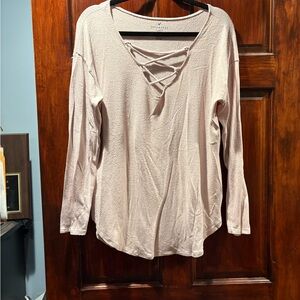 American Eagle Outfitters Blush Crisscross Long Sleeve Top